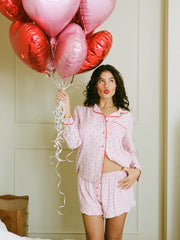 Stripe & Stare | Soft Brushed Woven Pyjama Top | Hearts