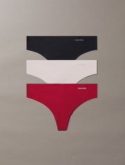 Calvin Klein | Invisibles Thongs 3 Pack | Red Stamp/ Nymph Thigh/ Black