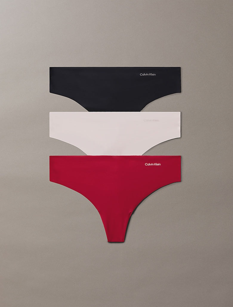 Calvin Klein | Invisibles Thongs 3 Pack | Red Stamp/ Nymph Thigh/ Black