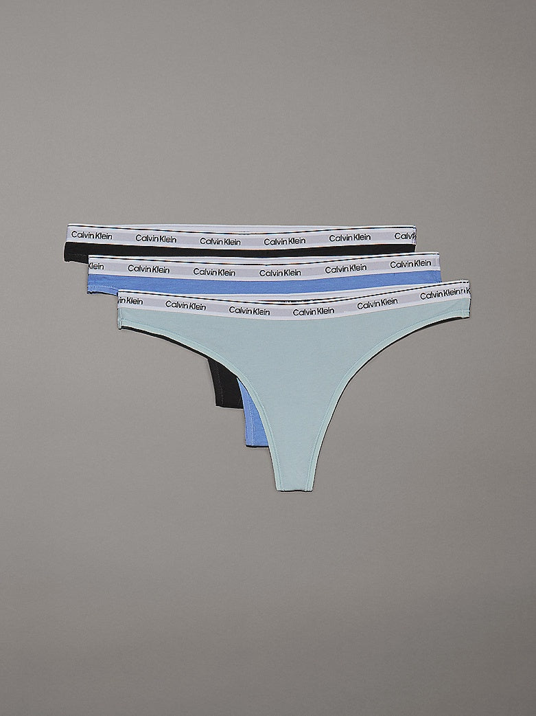 Calvin Klein | Icon Logo 3 Pack Thongs | Sterling blue/Black/Glacier