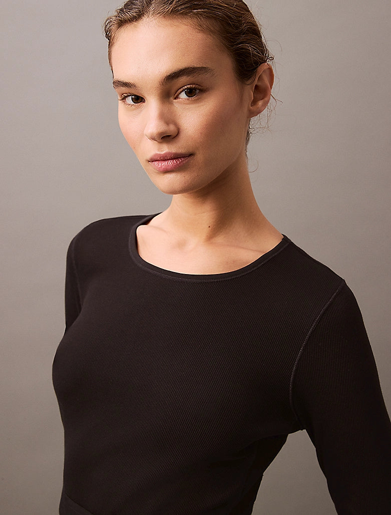 Calvin Klein | Modern Rib Cropped Lounge T-shirt | Black