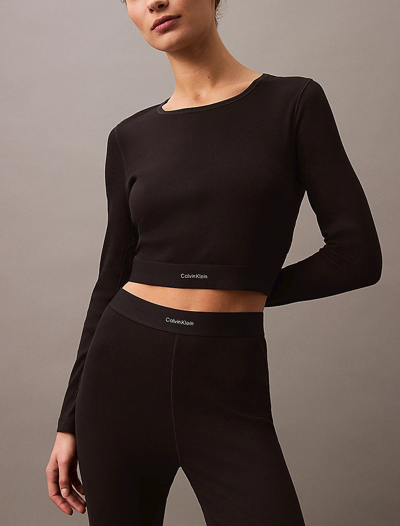 Calvin Klein | Modern Rib Cropped Lounge T-shirt | Black