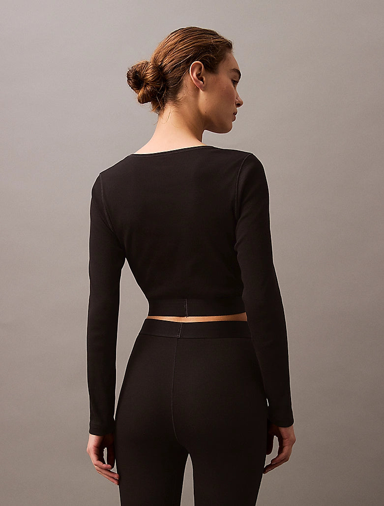 Calvin Klein | Modern Rib Cropped Lounge T-shirt | Black