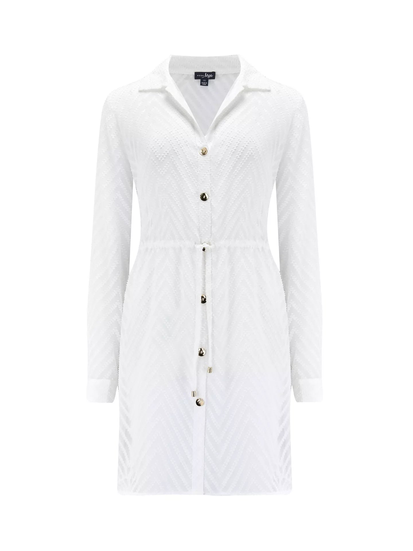 Pour Moi | Chevron Stripe Beach Shirt | White