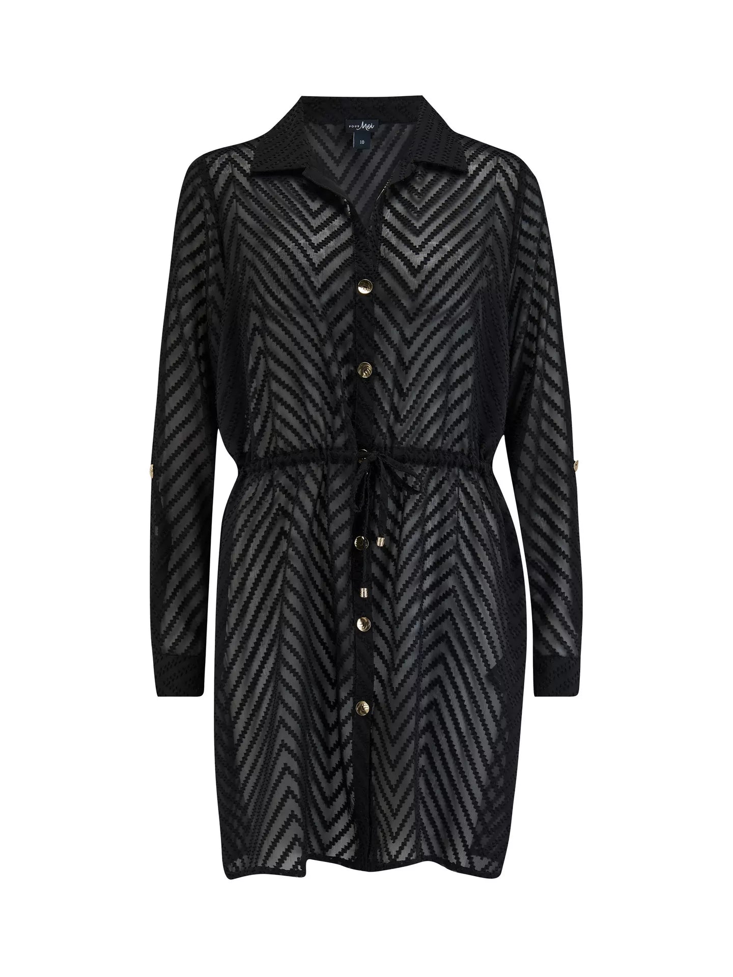 Pour Moi | Chevron Stripe Beach Shirt | Black