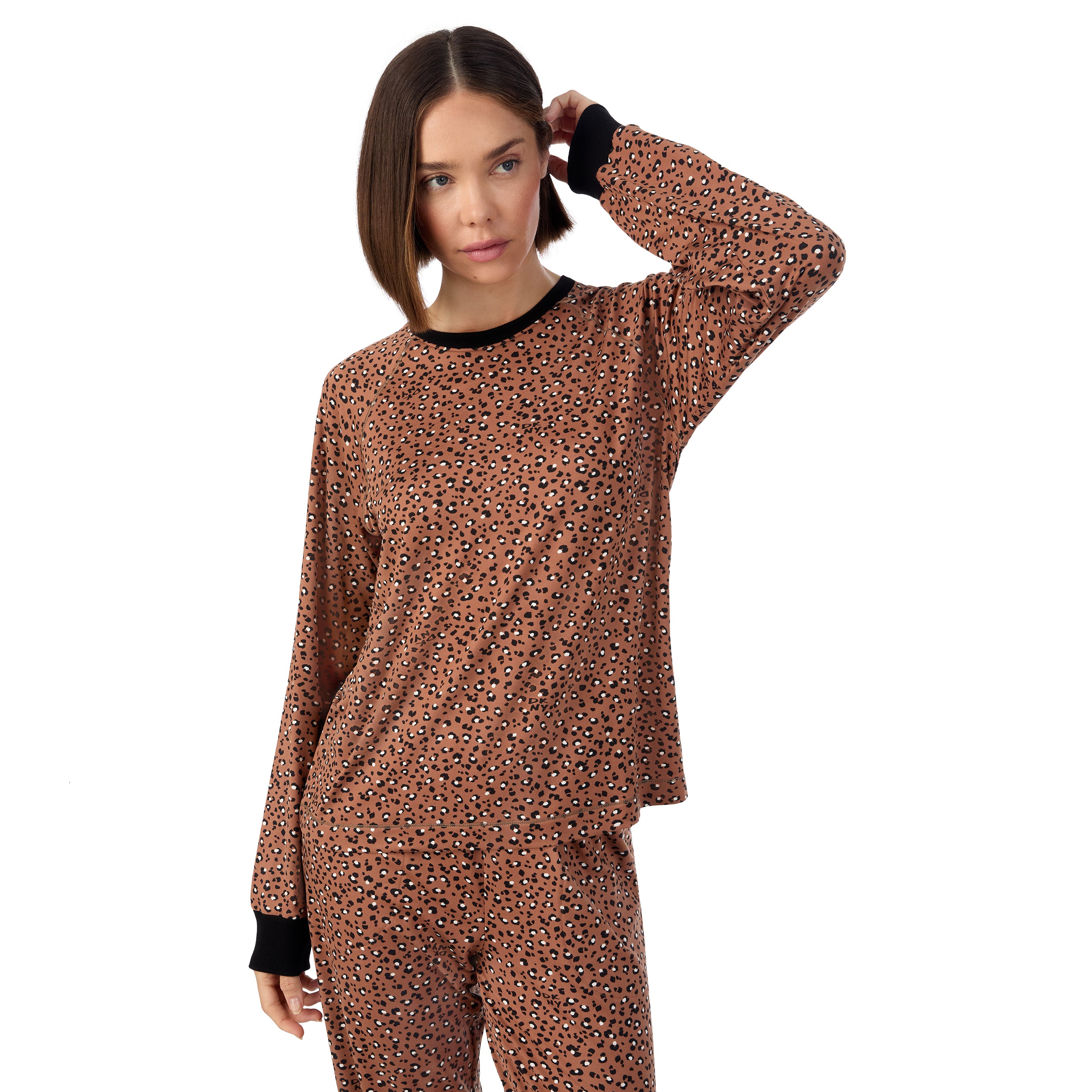 DKNY | Top & Jogger Sleep Set | Tan Animal