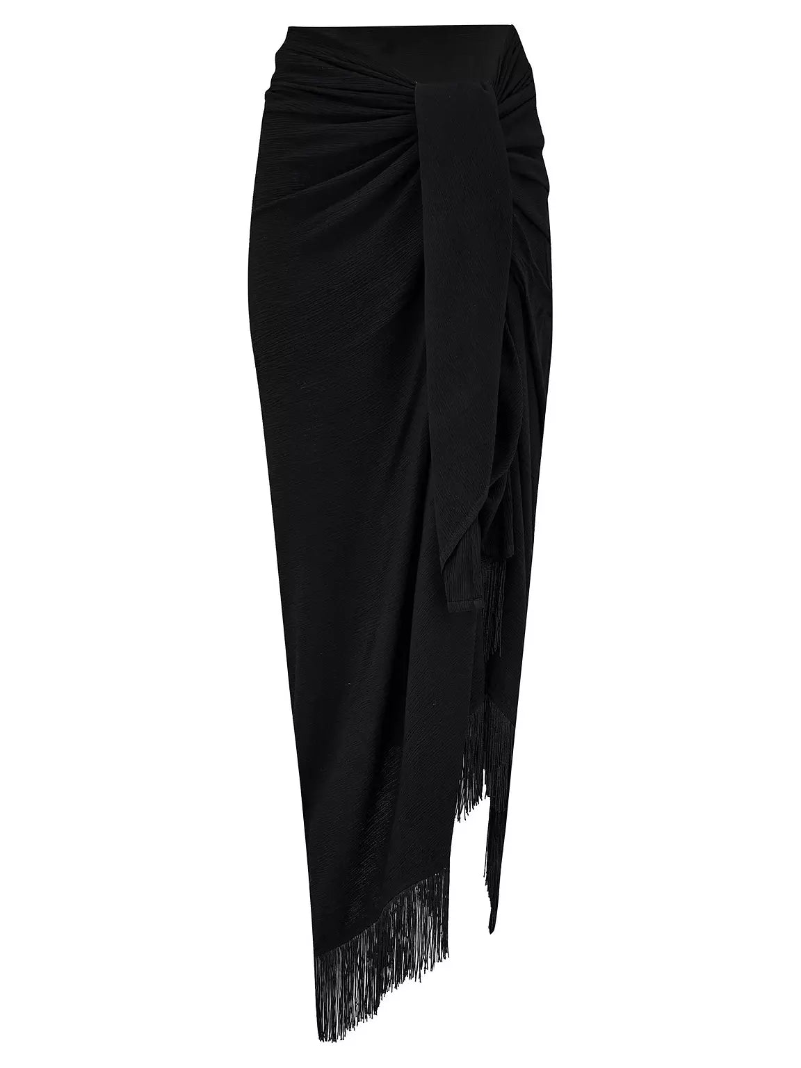 Pour Moi | Fringe Trim Crinkle Multiway Sarong | Black