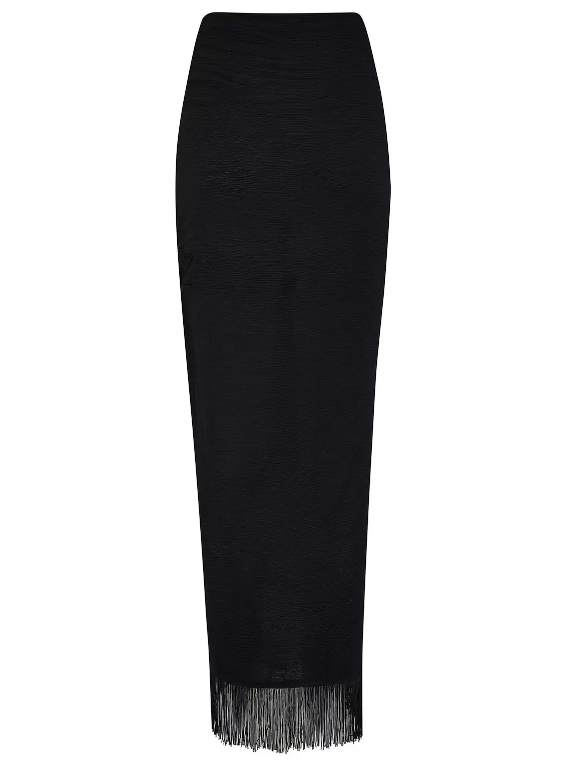 Pour Moi | Fringe Trim Crinkle Multiway Sarong | Black