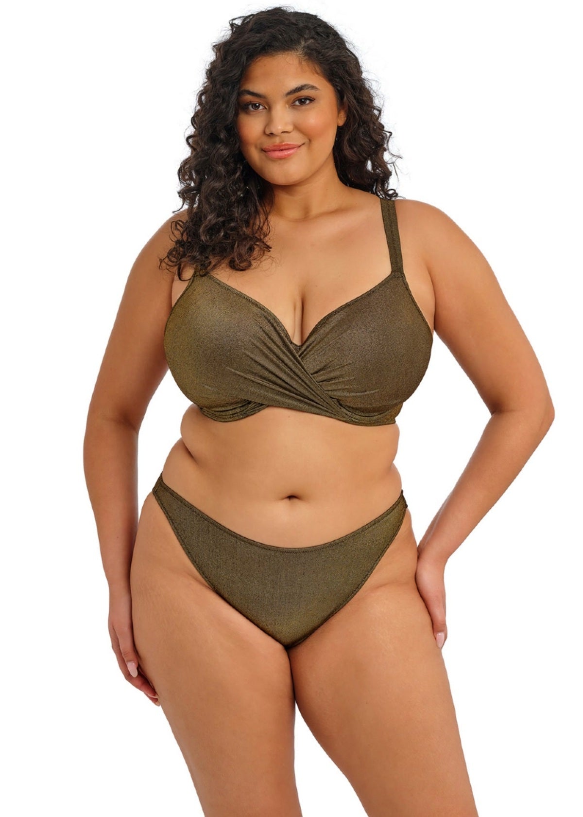 Elomi | Sunset Shimmer High Leg Bikini Brief | Gold Rush
