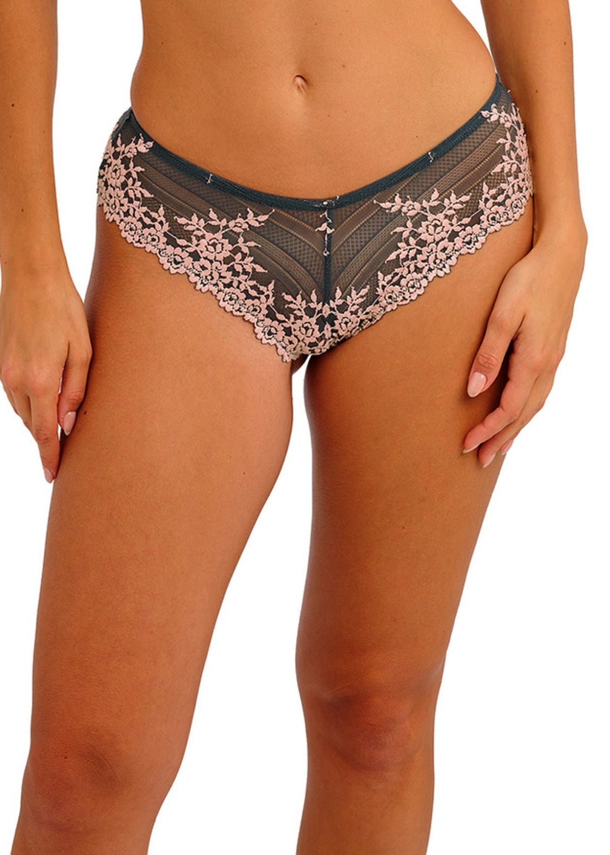 Wacoal | Embrace Lace Tanga | Dark Slate/ Cloud Pink