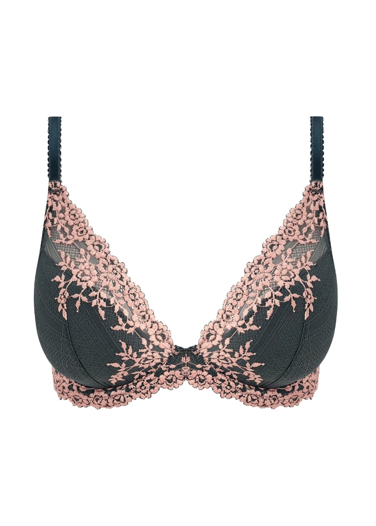 Wacoal | Embrace Lace Plunge | Dark Slate/ Cloud Pink