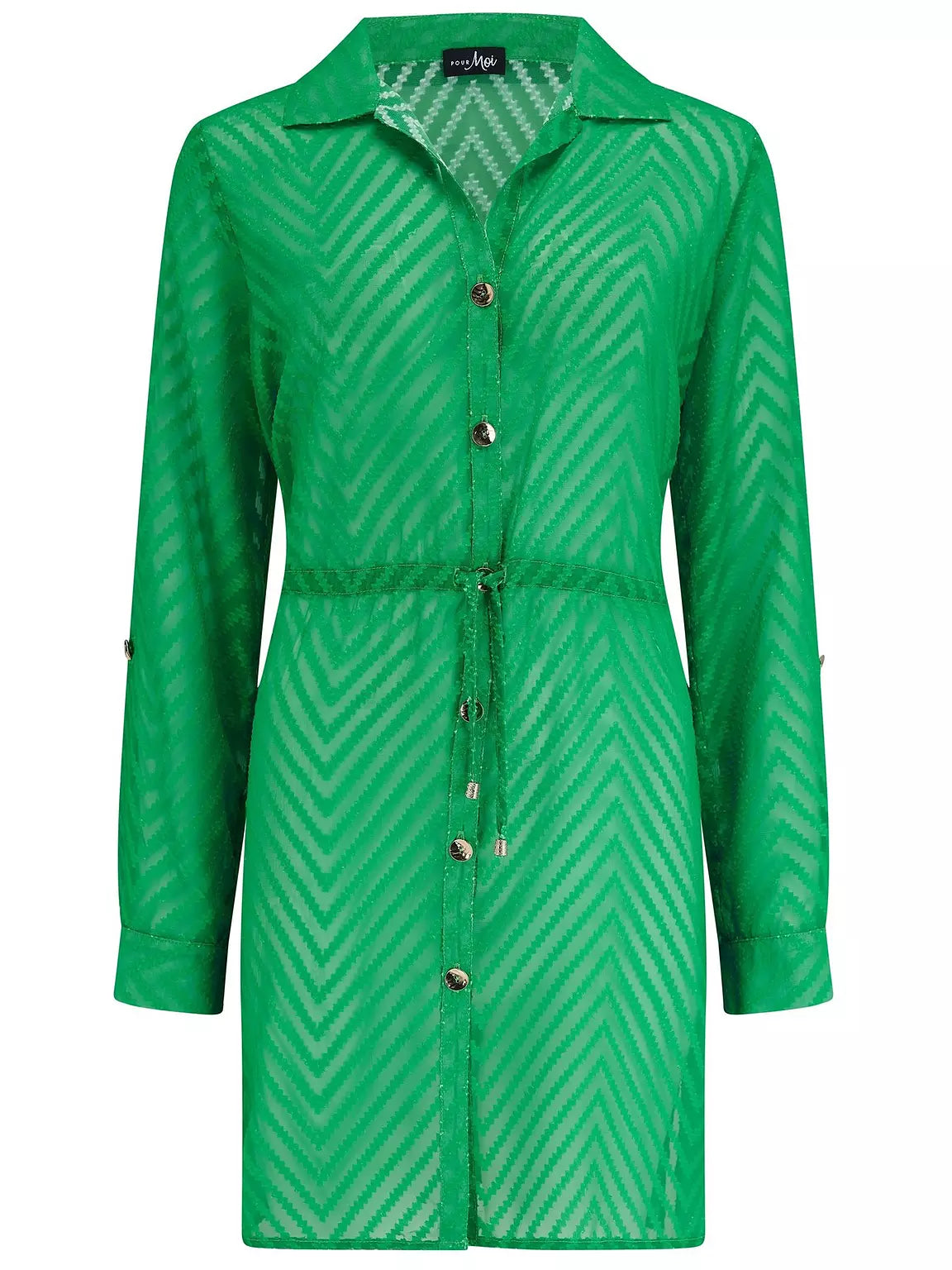 Pour Moi | Chevron Stripe Beach Shirt | Green