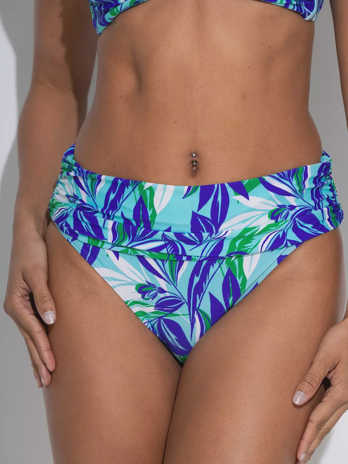 Pour Moi | Santa Monica Foldover Bikini Brief | Aqua Palm