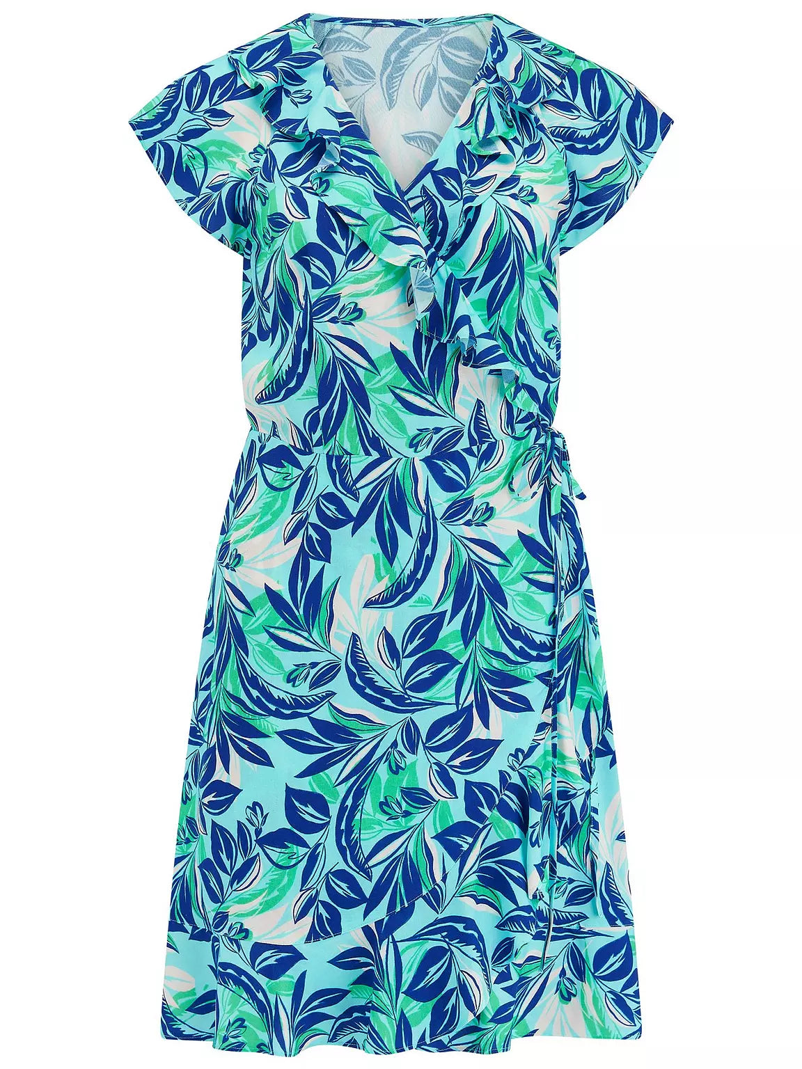 Pour Moi | Penny Frill Wrap Dress | Aqua Palm