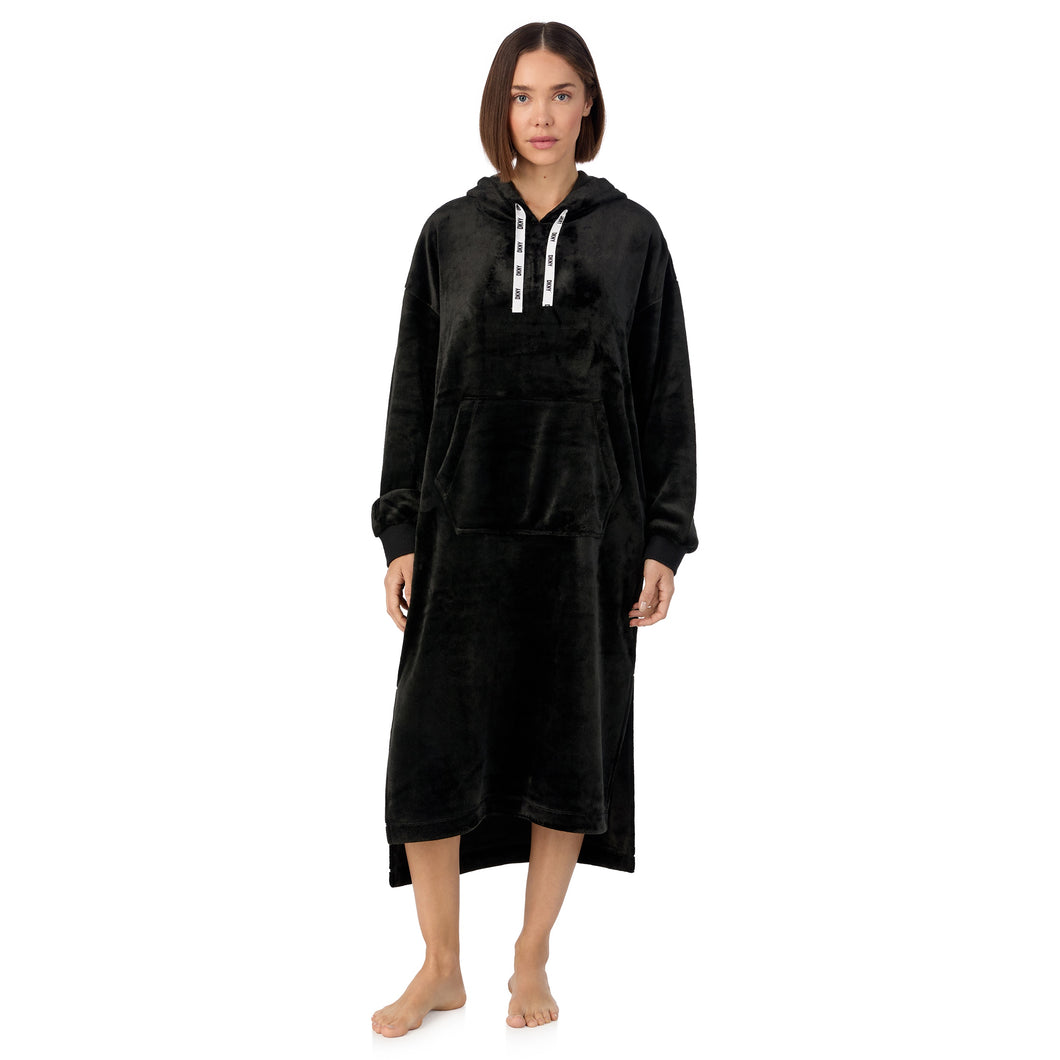 DKNY | Chenille Hooded Lounger | Black