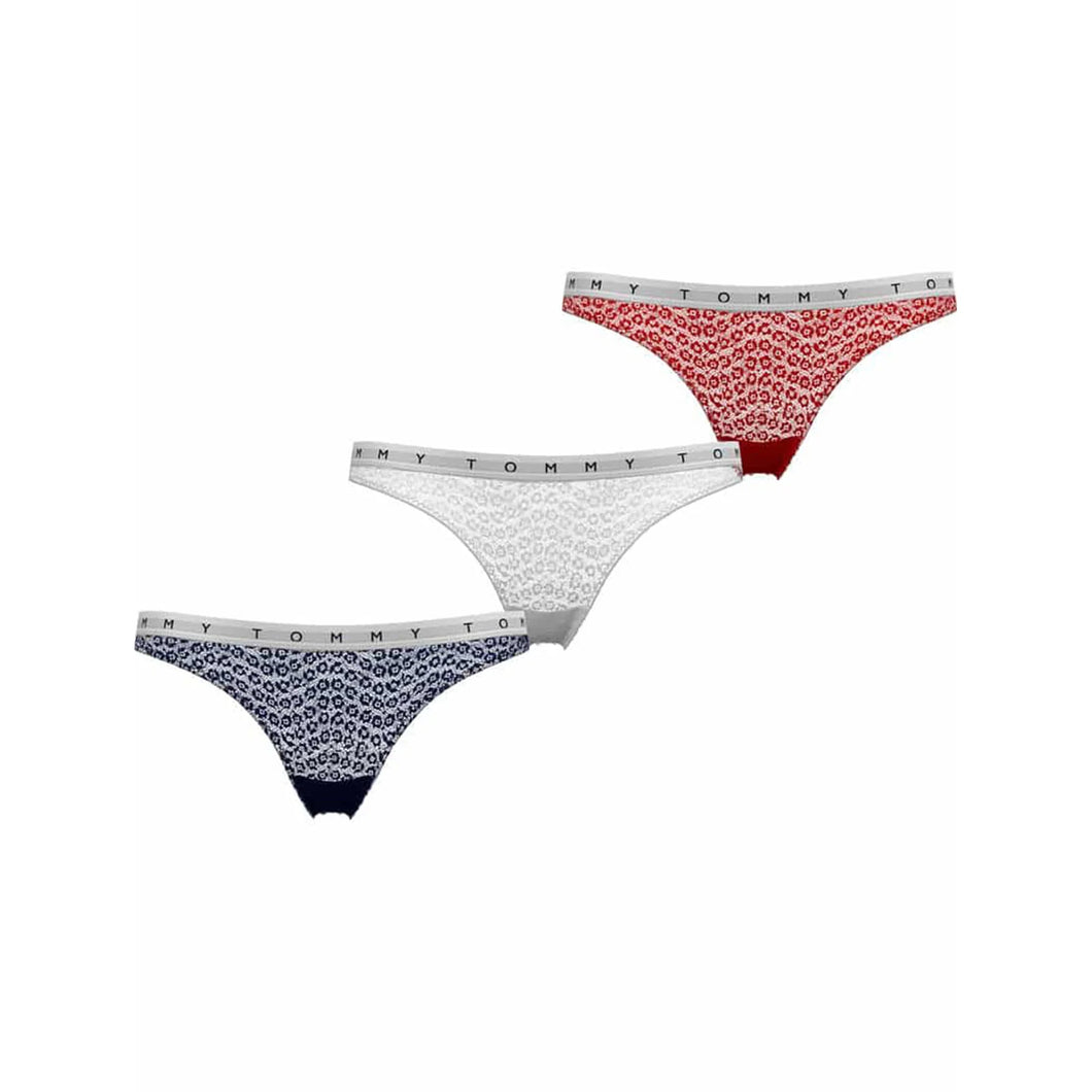 Tommy Hilfiger | 3 Pack Lace Thong | Desert Sky/ White/ Red