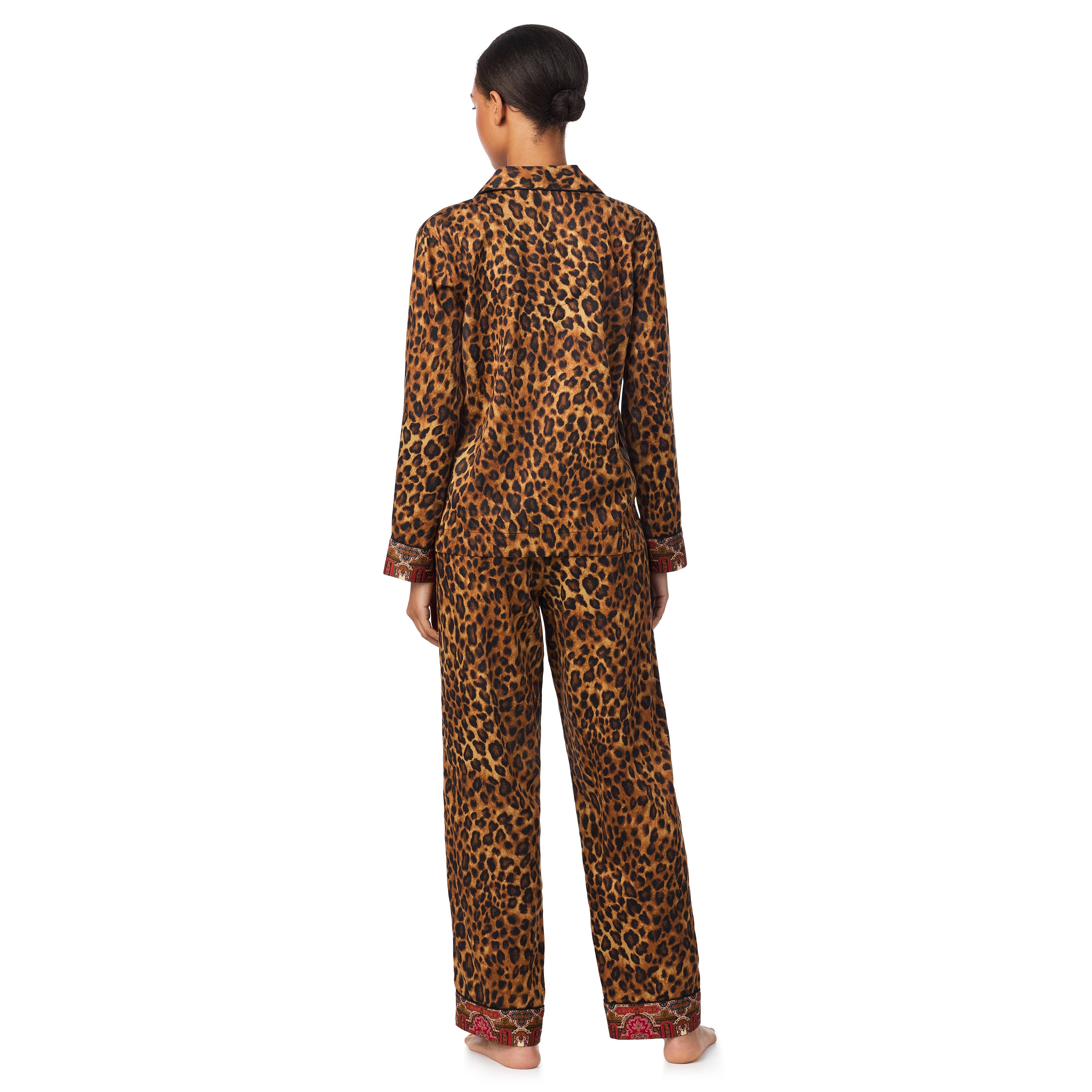 Ralph Lauren | Lauren Notch Collar Long Pyjama Set | Leopard