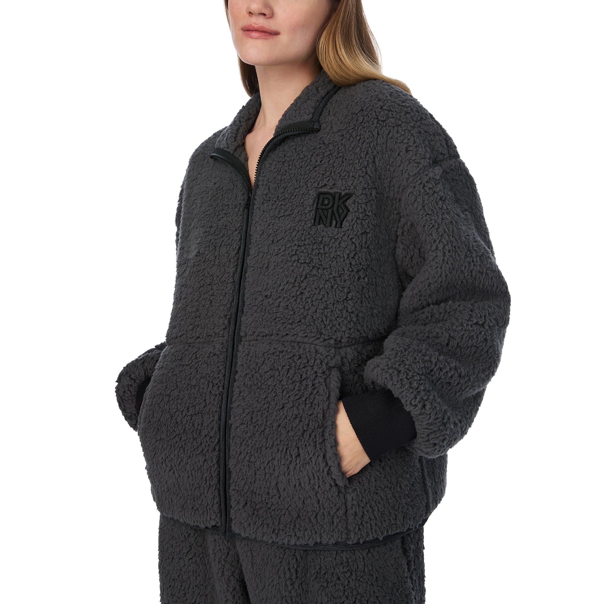 DKNY | Chill In Style Long Zip Top & Jogger Lounge Set | Dark Grey