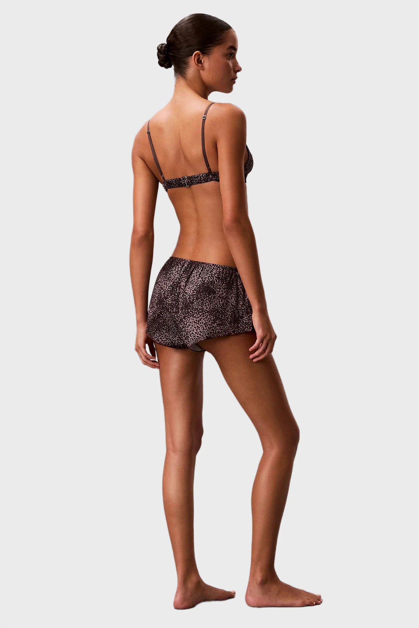 Calvin Klein | Satin Boy Shorts | Tidal Animal Botanical Brown