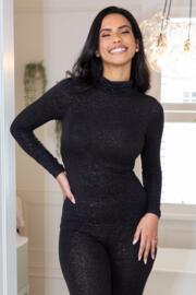 Pour Moi|Second Skin Thermal Roll Neck Top|Glitter Black