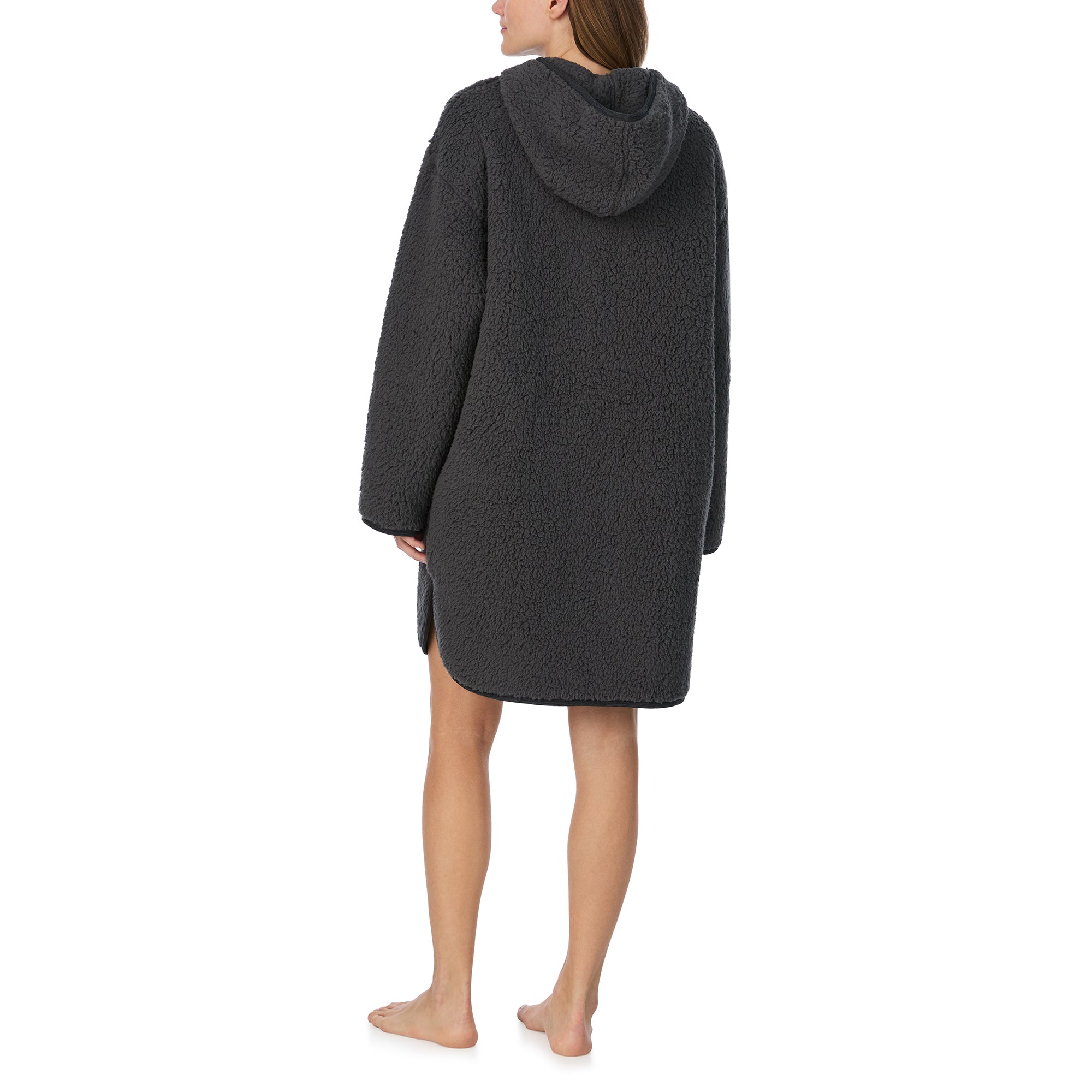 DKNY | Chill In Style Hooded Short Zip Robe | Dark Grey