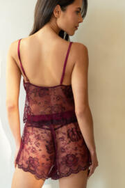 Pour moi | For Your Eyes Only Lace Cami & Short Set | Berry/Black