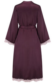 Pour Moi | Dusk Satin and Lace Kimono Sleeve Dressing Gown | Wine