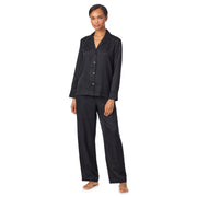 Ralph Lauren | Lauren Notch Collar Long Pyjama Set | Black Leopard