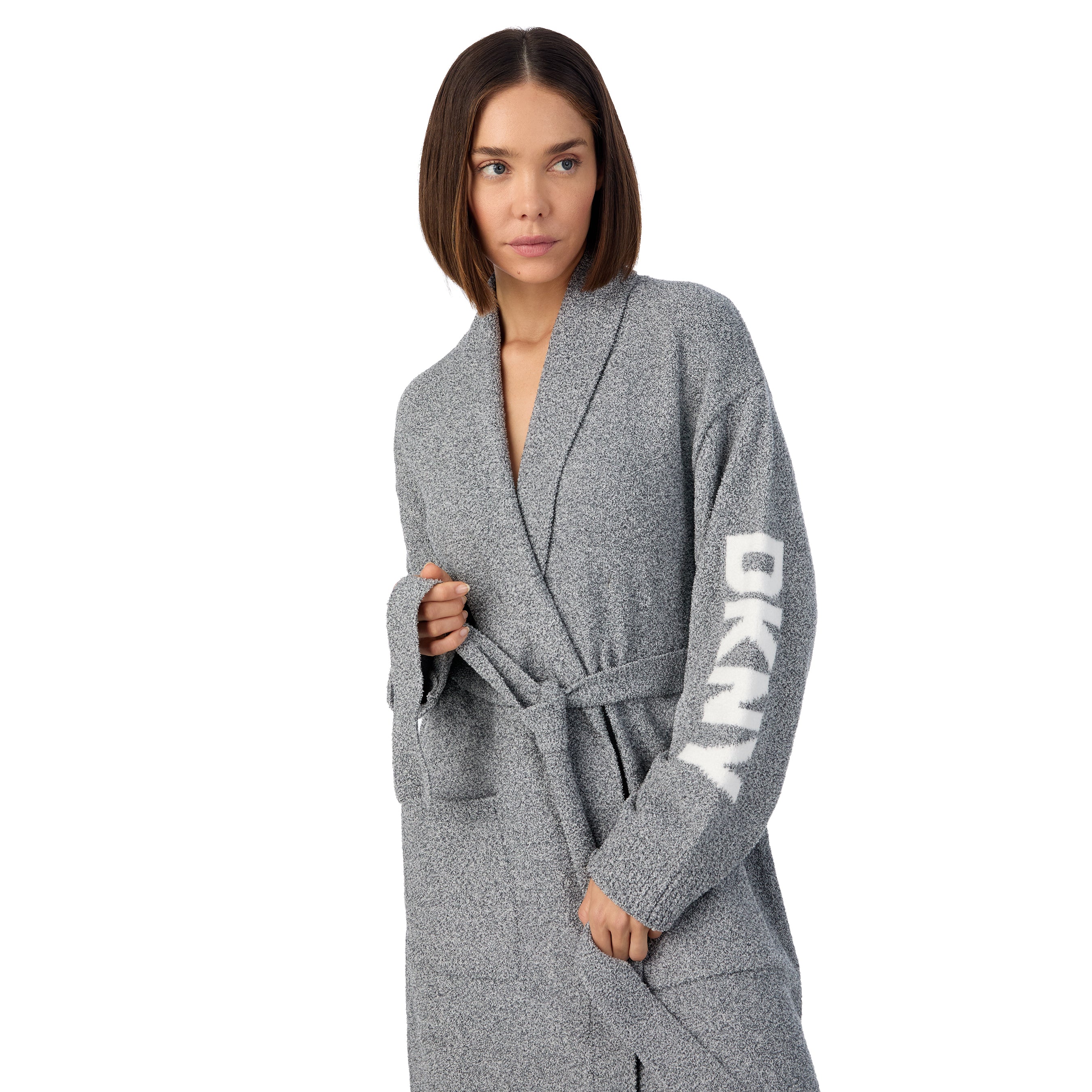DKNY | All The Cheer Boucle Robe | Grey