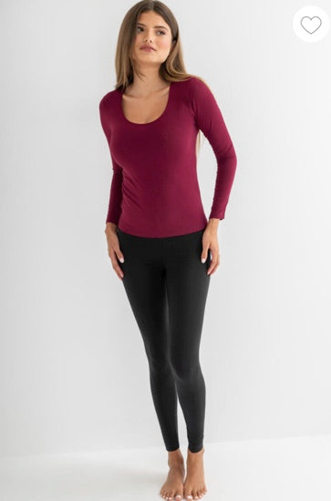 Pour Moi | Second Skin Thermal Long Sleeve Top | Berry