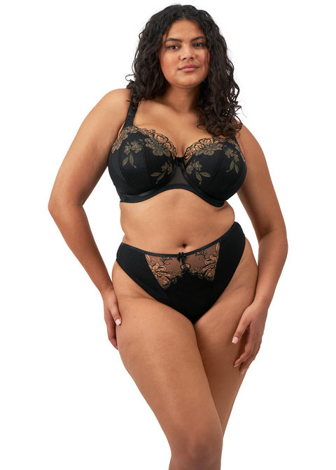 Elomi | Teagan Padded Half Cup Bra | Black / Almond