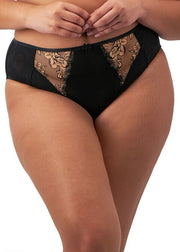 Elomi | Teagan High Leg Brief | Black / Almond