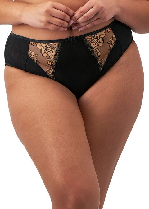 Elomi | Teagan High Leg Brief | Black / Almond