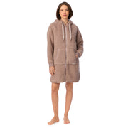 DKNY | Chill As Can Be Hooded Short Zip Robe | Taupe
