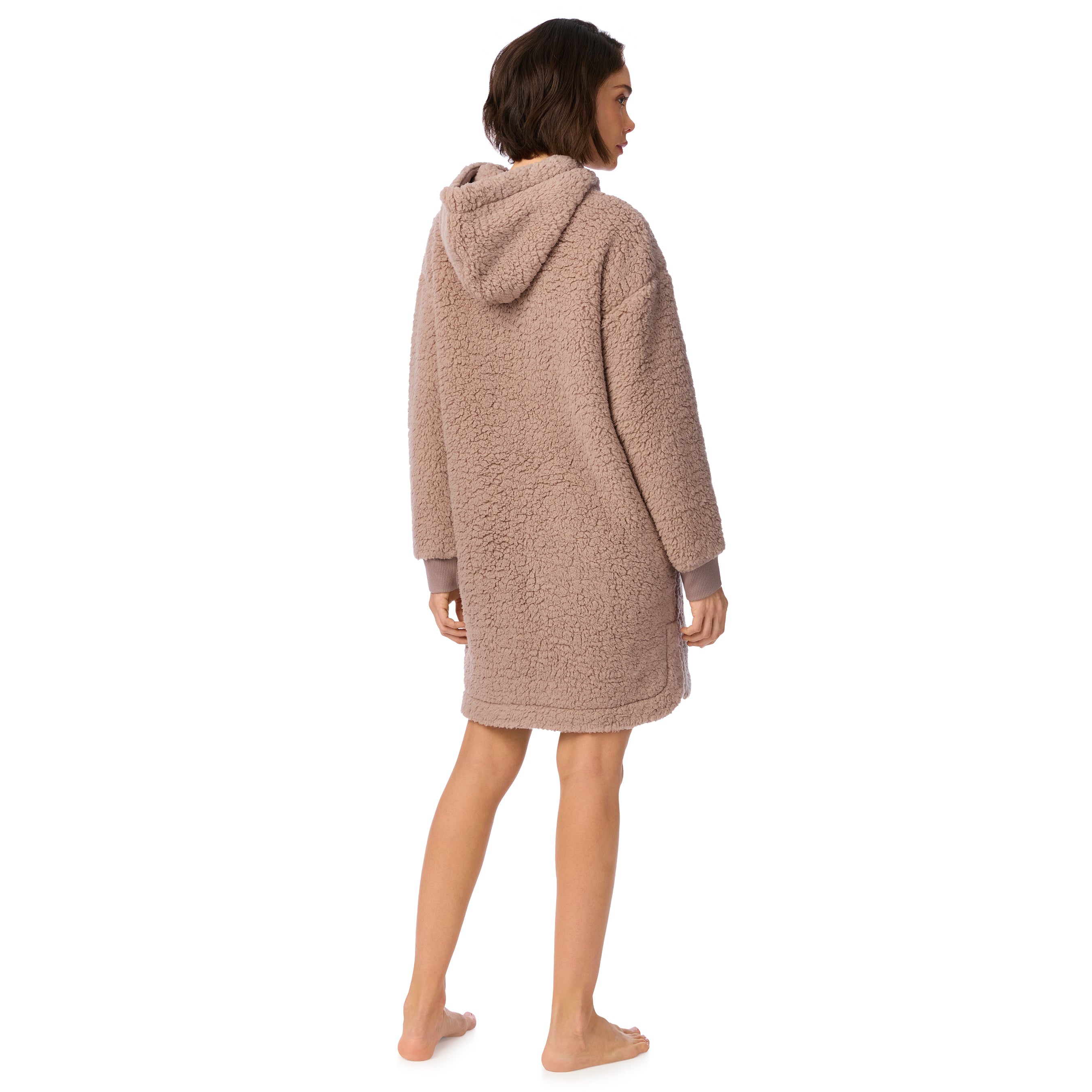 DKNY | Chill As Can Be Hooded Short Zip Robe | Taupe