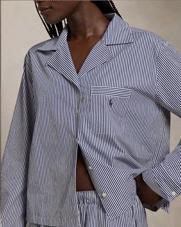 Polo Ralph Lauren | Long-Sleeve Poplin Pyjama Set | Pearl Stripes