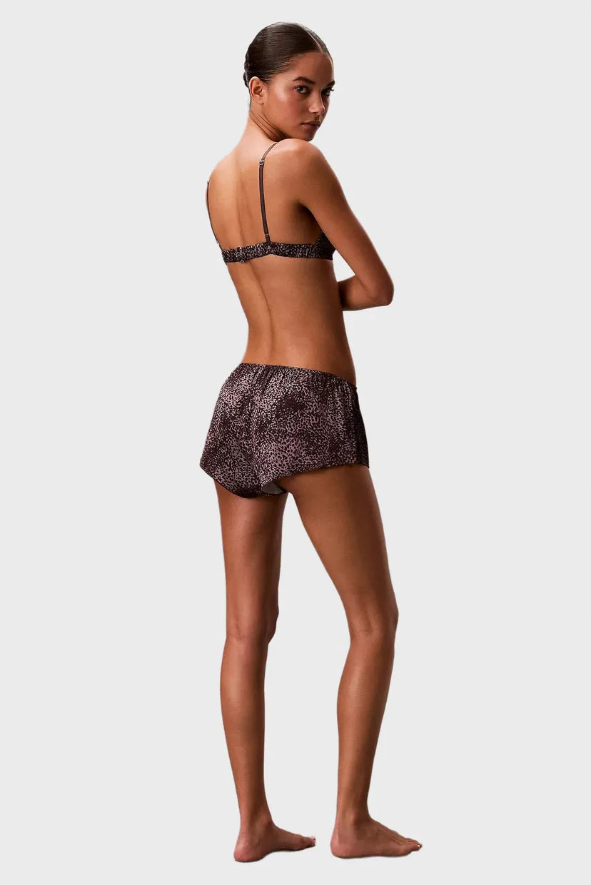 Calvin Klein | Satin Unlined Triangle Bralette | Tidal Animal Botanical Brown
