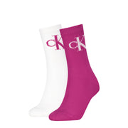 Calvin Klein | 2 Pack Crew Socks | Fuchsia/ White