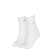 Tommy Hilfiger | 2 Pack Flag Embroidery Short Socks | White Shimmer