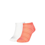 Tommy Hilfiger | 2 Pack Rib Stripe Sneaker Socks | Coral/White