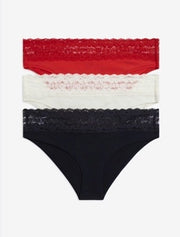 Tommy Hilfiger | 3 Pack Ditsy Lace Bikini Briefs | Firework/ Ivory/ Desert Sky