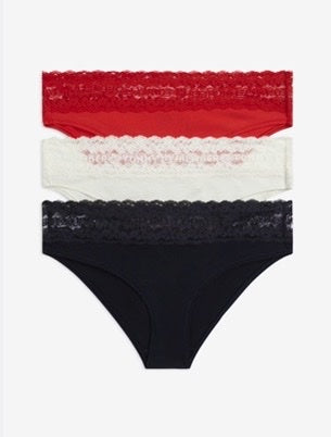 Tommy Hilfiger | 3 Pack Ditsy Lace Bikini Briefs | Firework/ Ivory/ Desert Sky