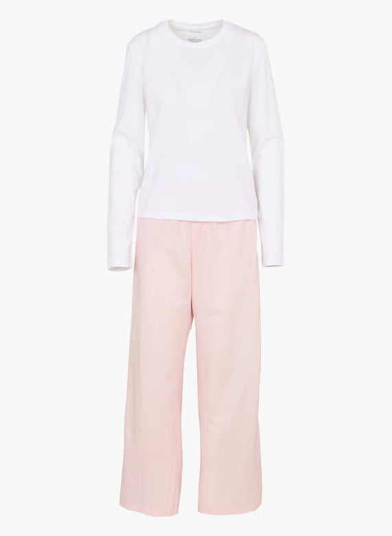 Calvin Klein | Long Sleeve Pyjama Pant Set | White Potpourri
