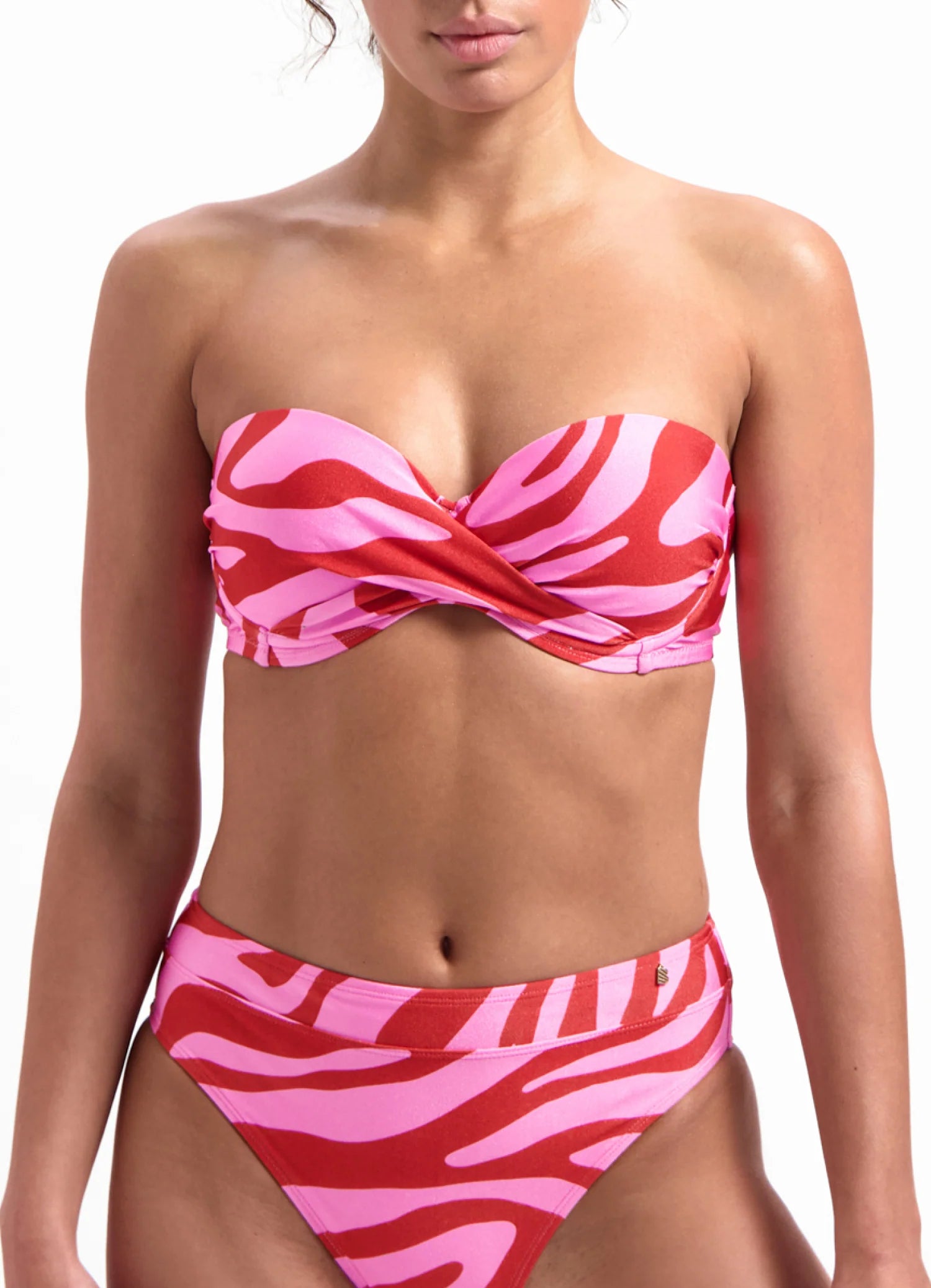 Beachlife | Twist Front Bikini Top | Pink Zebra