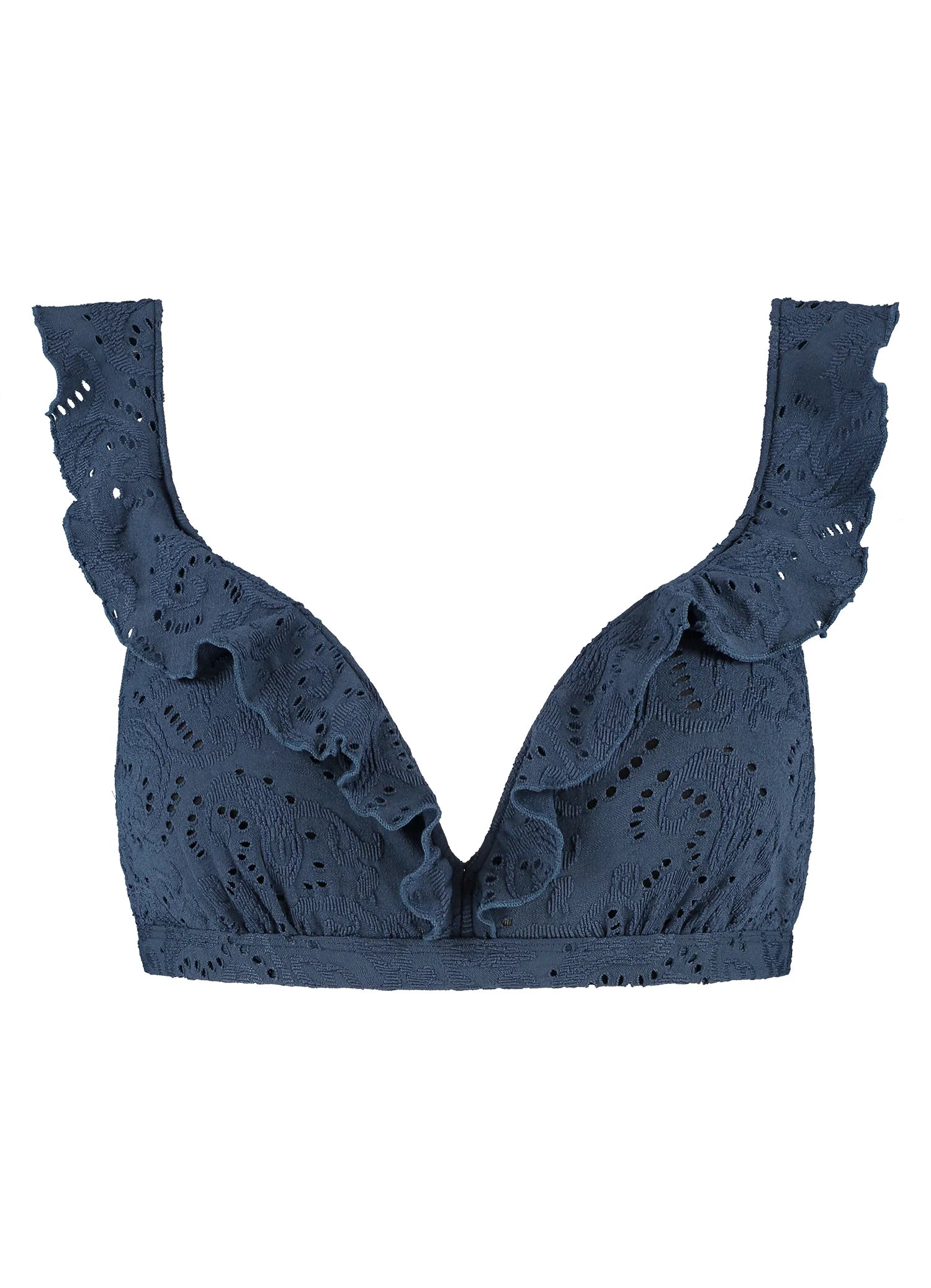 Beachlife | Embroidery Ruffle Bikini Top | Nightsky