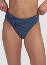 Beachlife | Embroidery Mid Waist Bikini Bottom | Nightsky