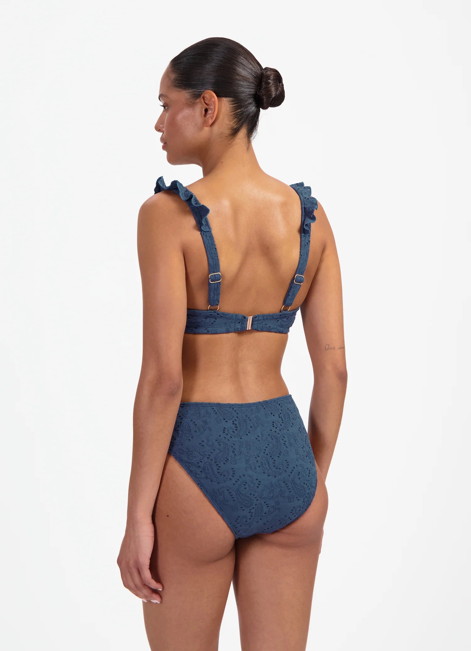 Beachlife | Embroidery Mid Waist Bikini Bottom | Nightsky