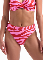 Beachlife | High Waist Bikini Bottom | Pink Zebra