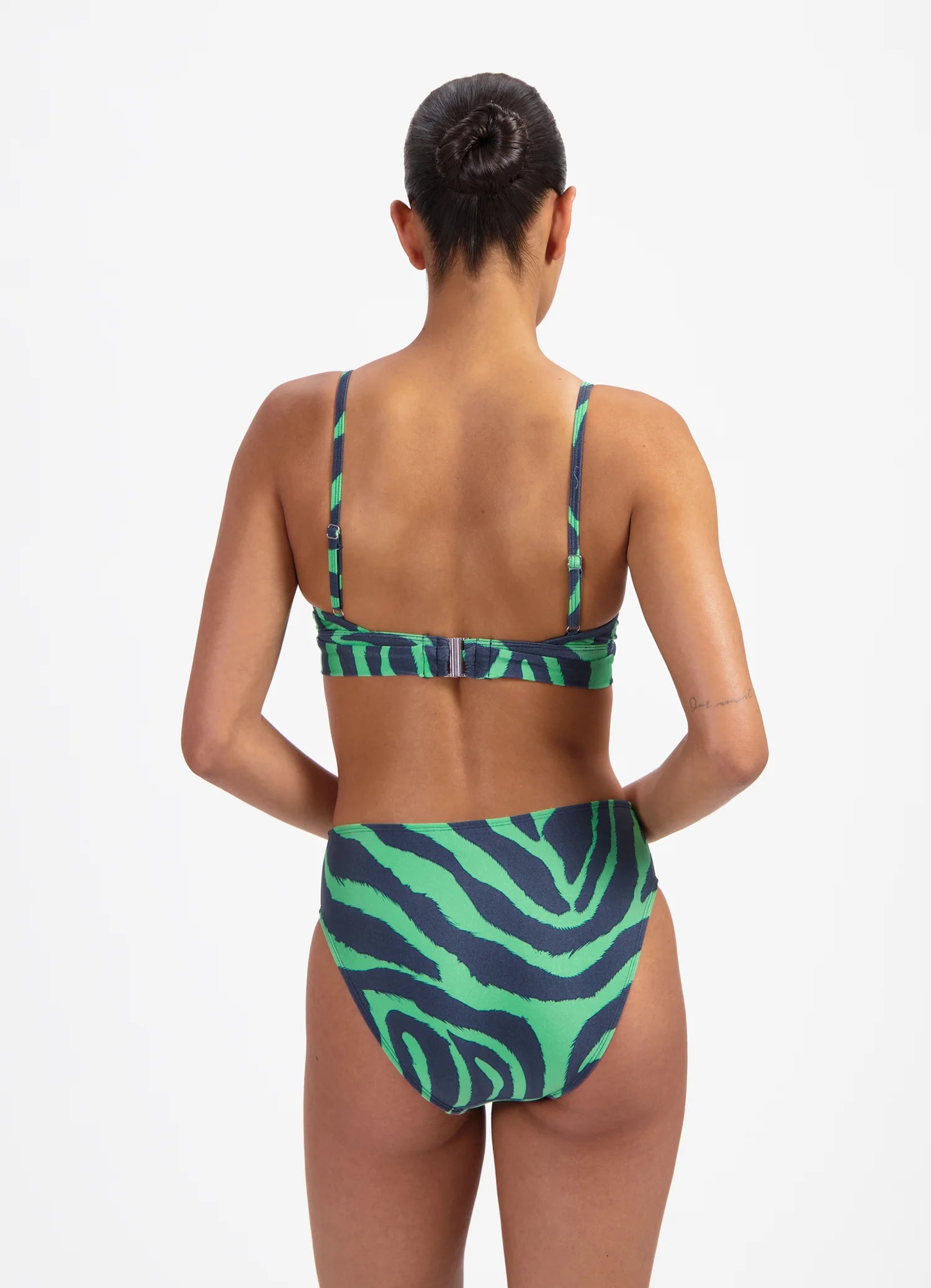 Beachlife | High Waist Bikini Bottom | Green Tiger