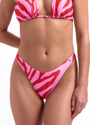 Beachlife | High Leg Bikini Bottom | Pink Zebra